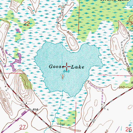 Topographic Map of Goose Lake, WI