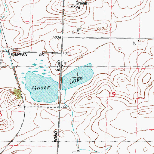 Topographic Map of Goose Lake, WI
