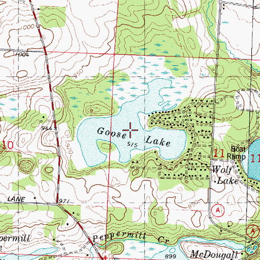 Topographic Map of Goose Lake, WI