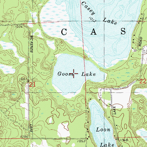 Topographic Map of Goose Lake, WI