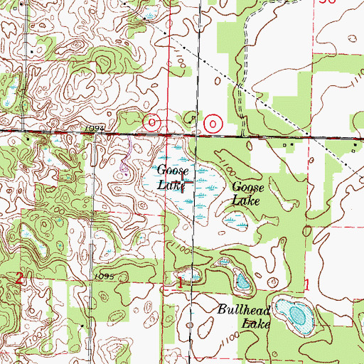 Topographic Map of Goose Lake, WI