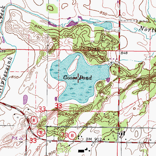 Topographic Map of Goose Pond, WI