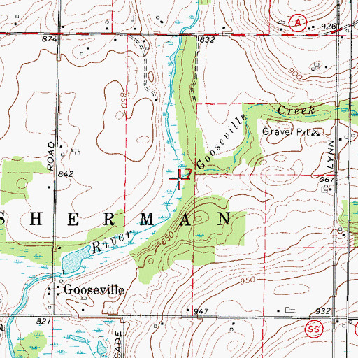 Topographic Map of Gooseville Creek, WI