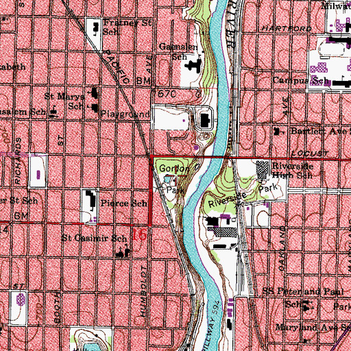 Topographic Map of Gordon Park, WI