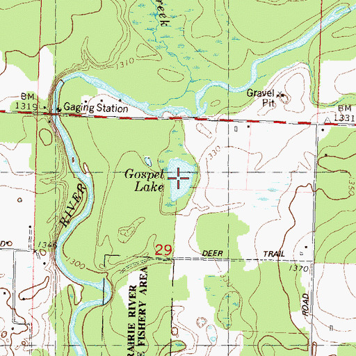Topographic Map of Gospel Lake, WI