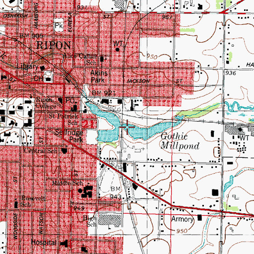 Topographic Map of Gothic Millpond, WI