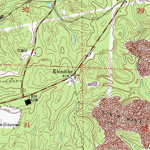 Topographic Map of Klondike, AL