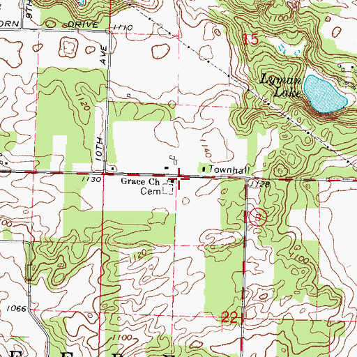 Topographic Map of Grace Church, WI