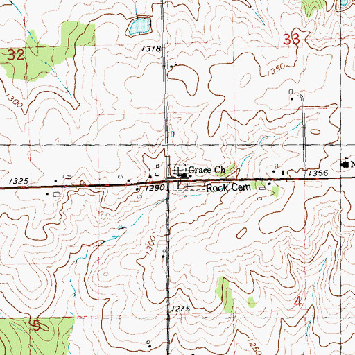 Topographic Map of Grace Church, WI