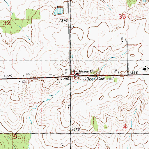 Topographic Map of Grace Church, WI