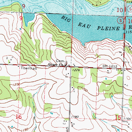 Topographic Map of Grace Church, WI