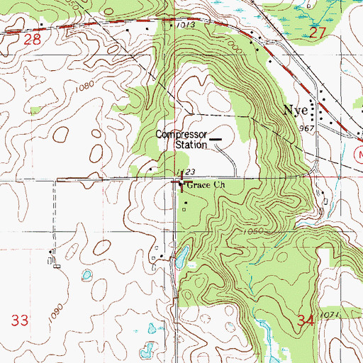 Topographic Map of Grace Church, WI