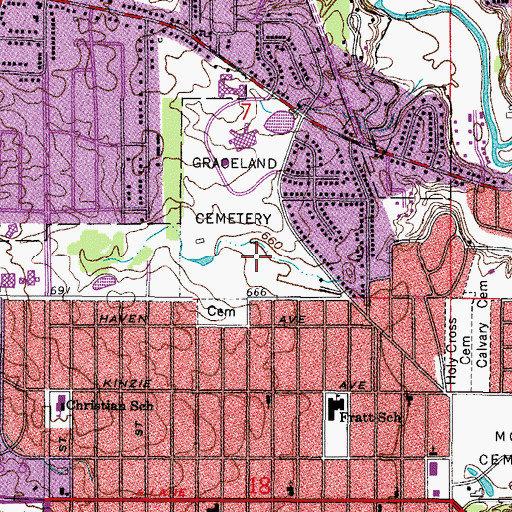 Topographic Map of Graceland Cemetery, WI