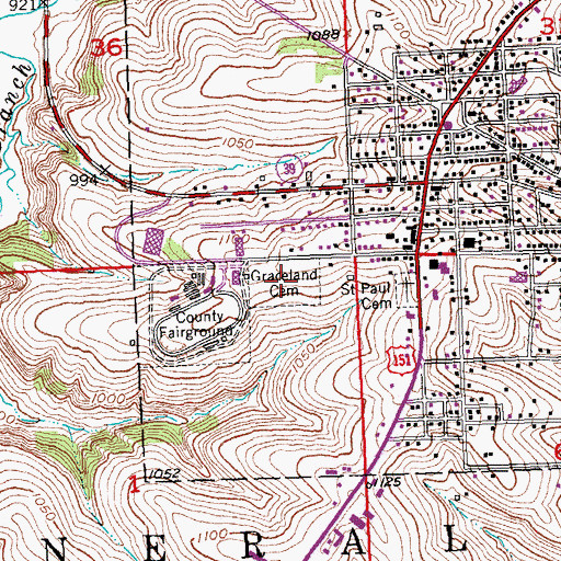 Topographic Map of Graceland Cemetery, WI