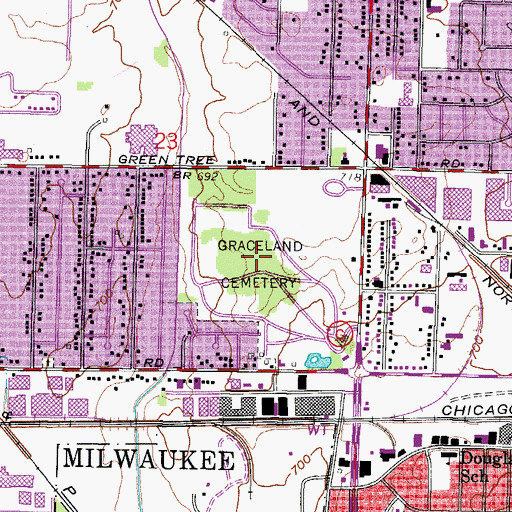 Topographic Map of Graceland Cemetery, WI