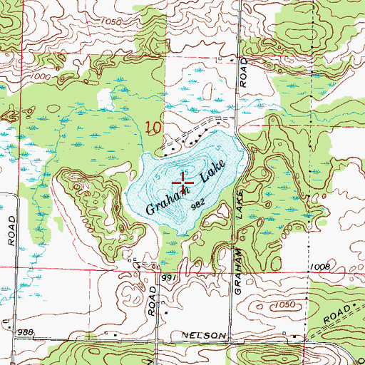Topographic Map of Graham Lake, WI