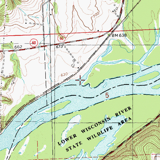 Topographic Map of Gran Grae Creek, WI