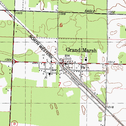 Topographic Map of Grand Marsh, WI