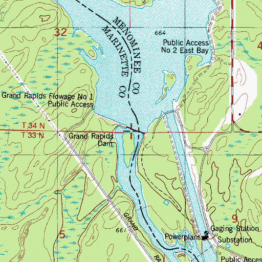 Topographic Map of Grand Rapids Dam, WI