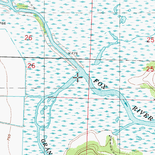 Topographic Map of Grand River, WI