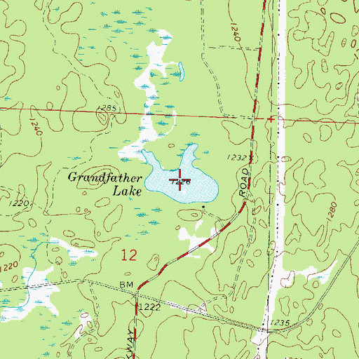 Topographic Map of Grandfather Lake, WI