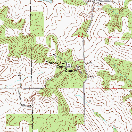 Topographic Map of Grandview Cemetery, WI