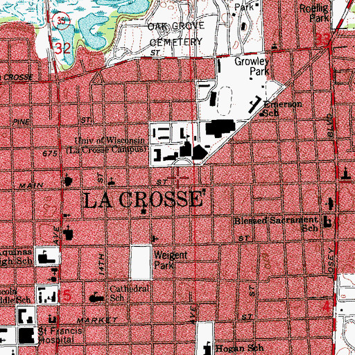 Topographic Map of Grandview Hospital, WI