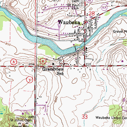 Topographic Map of Grandview School, WI