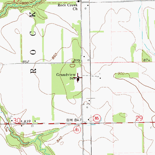 Topographic Map of Grandview School, WI