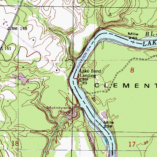 Topographic Map of Lake Bend Landing, AL