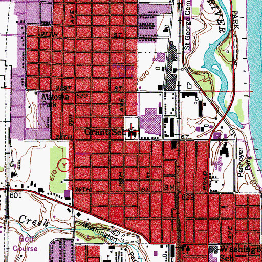 Topographic Map of Grant Elementary School, WI