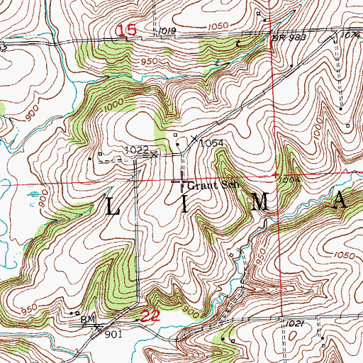 Topographic Map of Grant School, WI