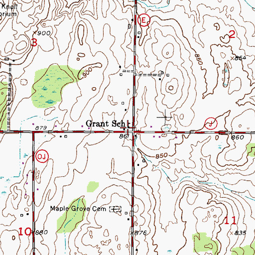 Topographic Map of Grant School (historical), WI