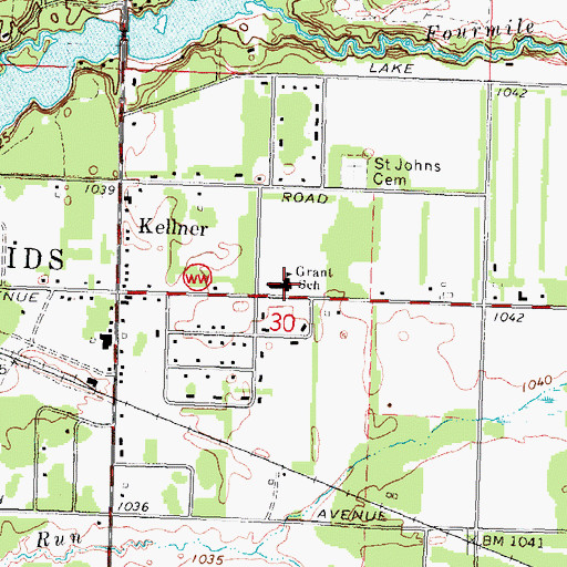 Topographic Map of Grant Elementary School, WI