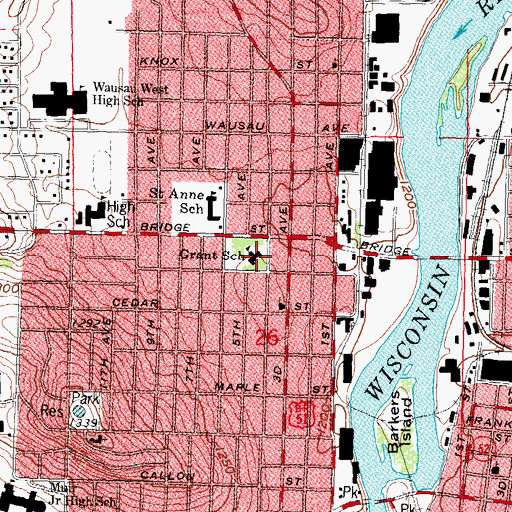 Topographic Map of Grant Elementary School, WI