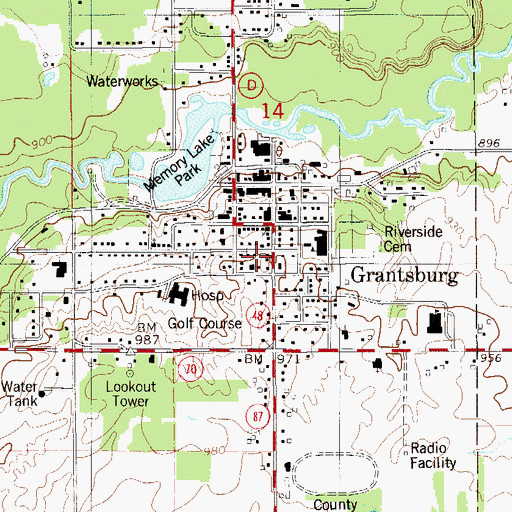 Topographic Map of Grantsburg, WI