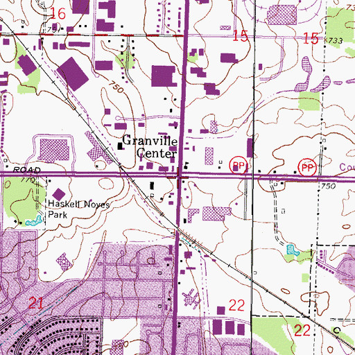Topographic Map of Granville Center, WI