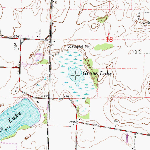 Topographic Map of Grass Lake, WI