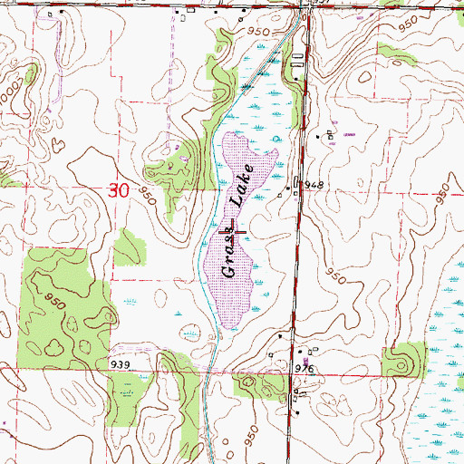Topographic Map of Grass Lake, WI