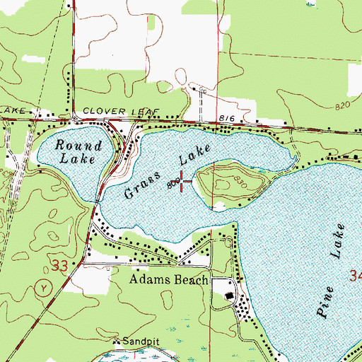 Topographic Map of Grass Lake, WI