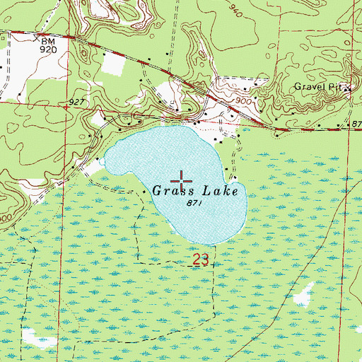 Topographic Map of Grass Lake, WI