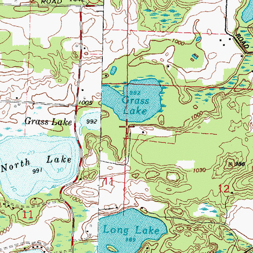 Topographic Map of Grass Lake, WI
