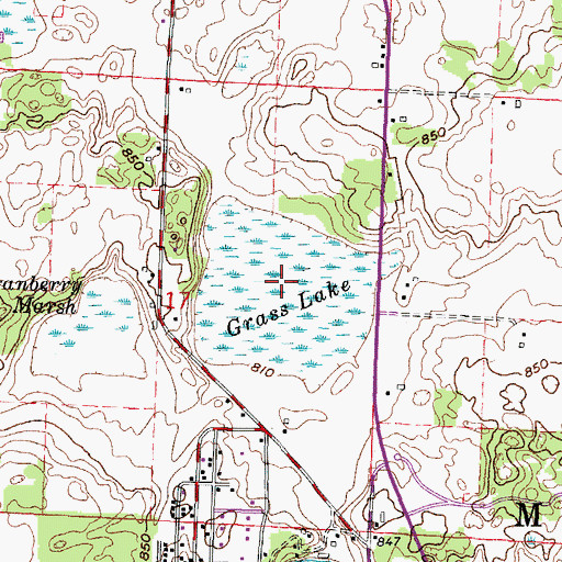 Topographic Map of Grass Lake, WI