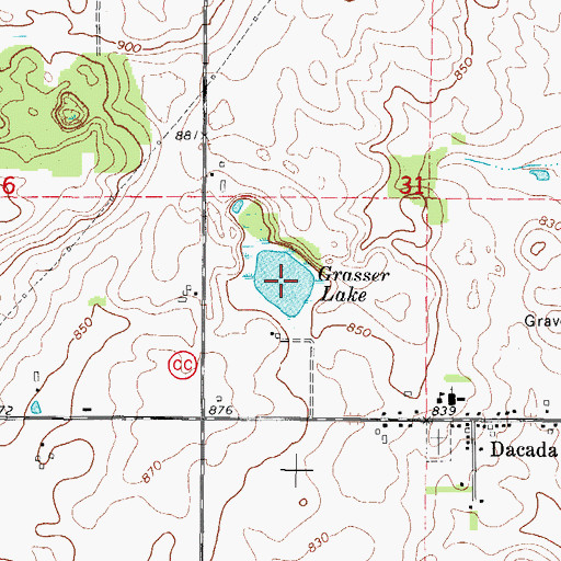 Topographic Map of Grasser Lake, WI