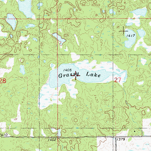 Topographic Map of Grassy Lake, WI