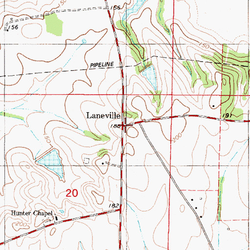 Topographic Map of Laneville, AL