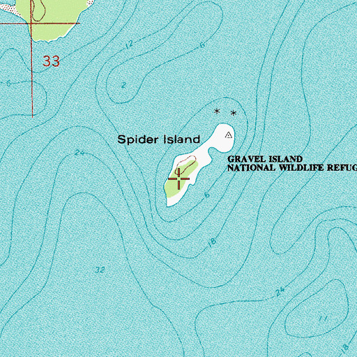 Topographic Map of Gravel Island National Wildlife Refuge, WI