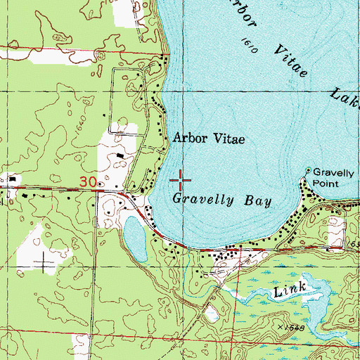 Topographic Map of Gravelly Bay, WI