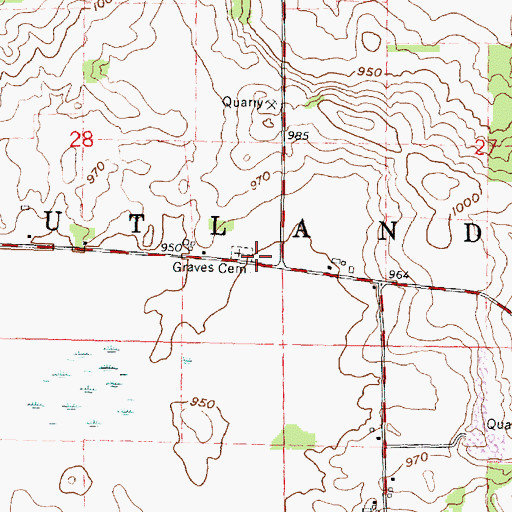Topographic Map of Graves Cemetery, WI