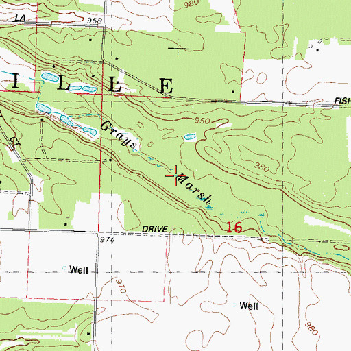 Topographic Map of Grays Marsh, WI